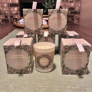 Set of 7 Huntington Home Ornament Votive Candle Frosted Mulberry 2.3oz NIB